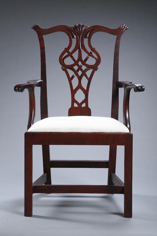 Appraisal: CHIPPENDALE-STYLE ARMCHAIR J L Treharn Youngstown Ohio late th century