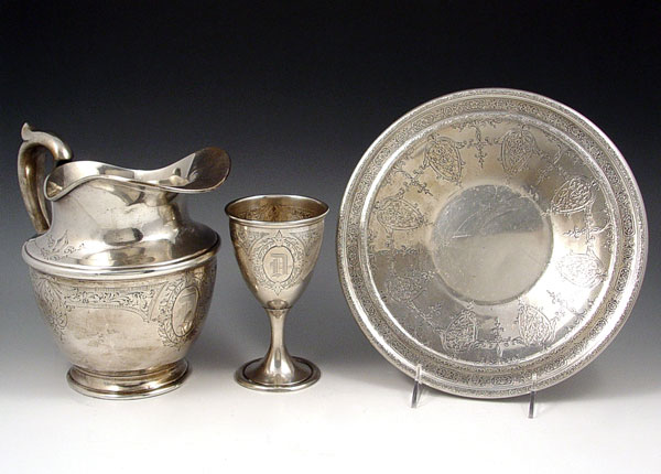 Appraisal: BALTIMORE WEIDLICH STERLING PITCHER PLATE CHALICE To include Weidlich Sterling