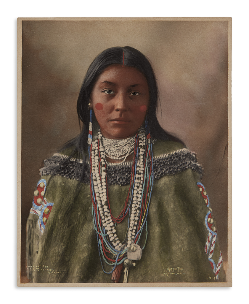 Appraisal: AMERICAN INDIANS--PHOTOGRAPHS Rinehart Frank A Hattie Tom Apache Hand-colored platinum