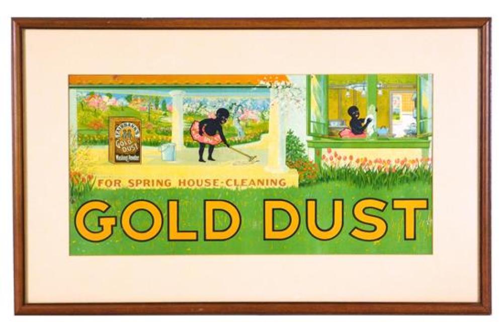 Appraisal: BLACK AMERICANA Rare Gold Dust Twins advertising trolley sign For