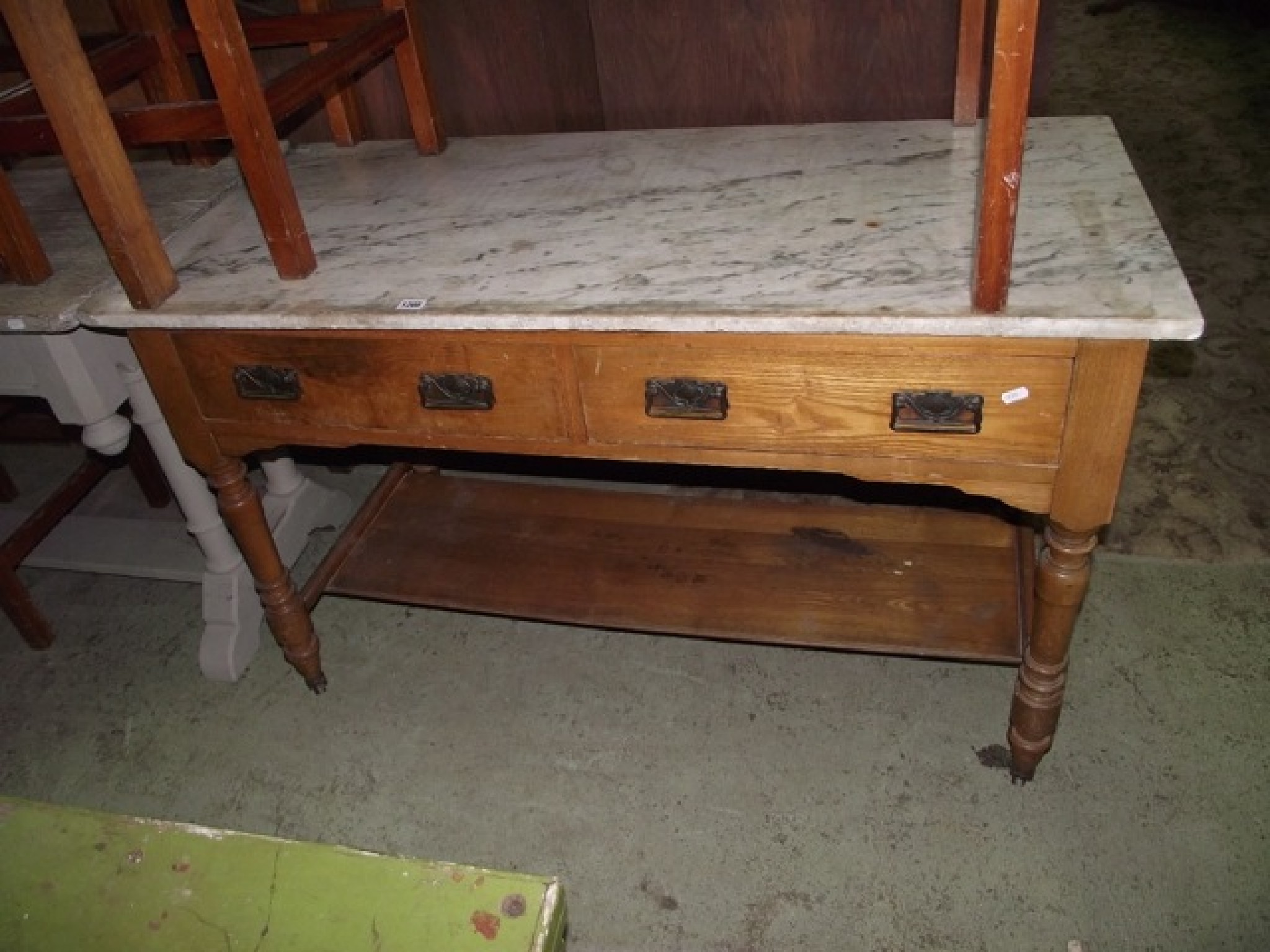 Appraisal: A late Victorian ashwood washstand with associated rectangular marble top