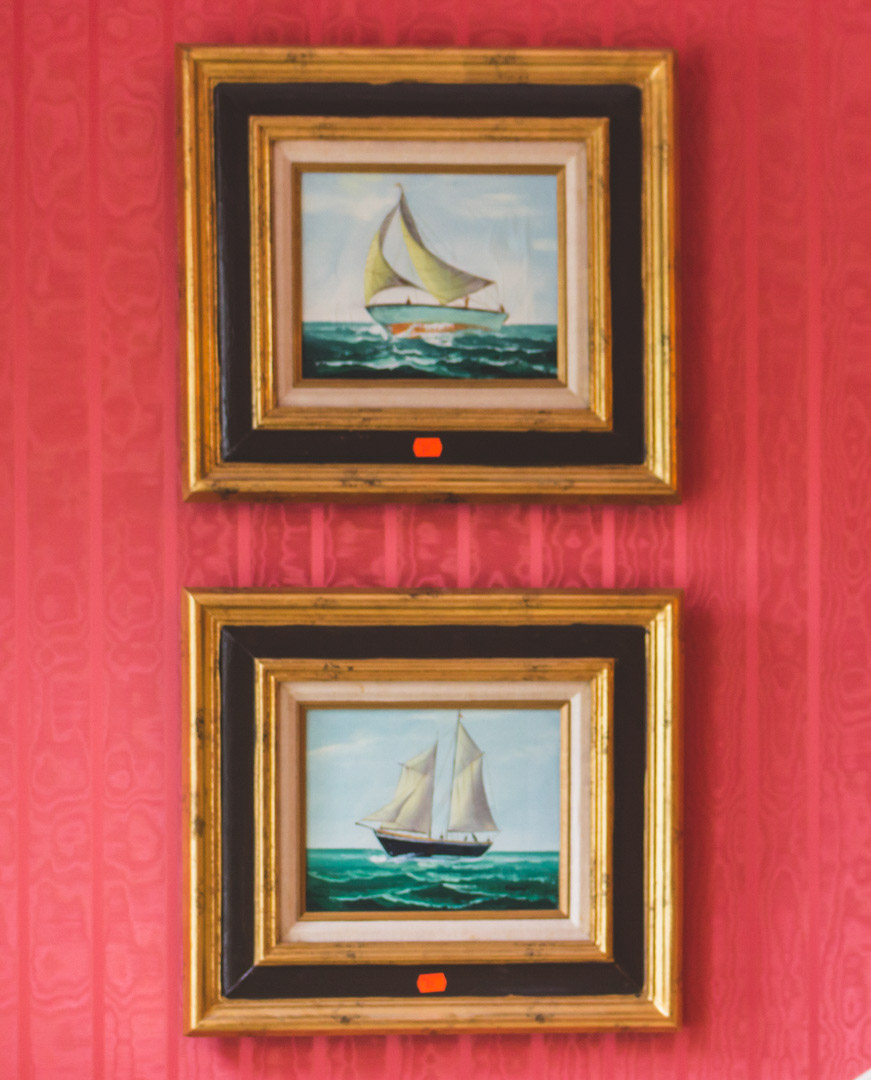 Appraisal: Pair framed sailboat oils on canvas illegibly signed x