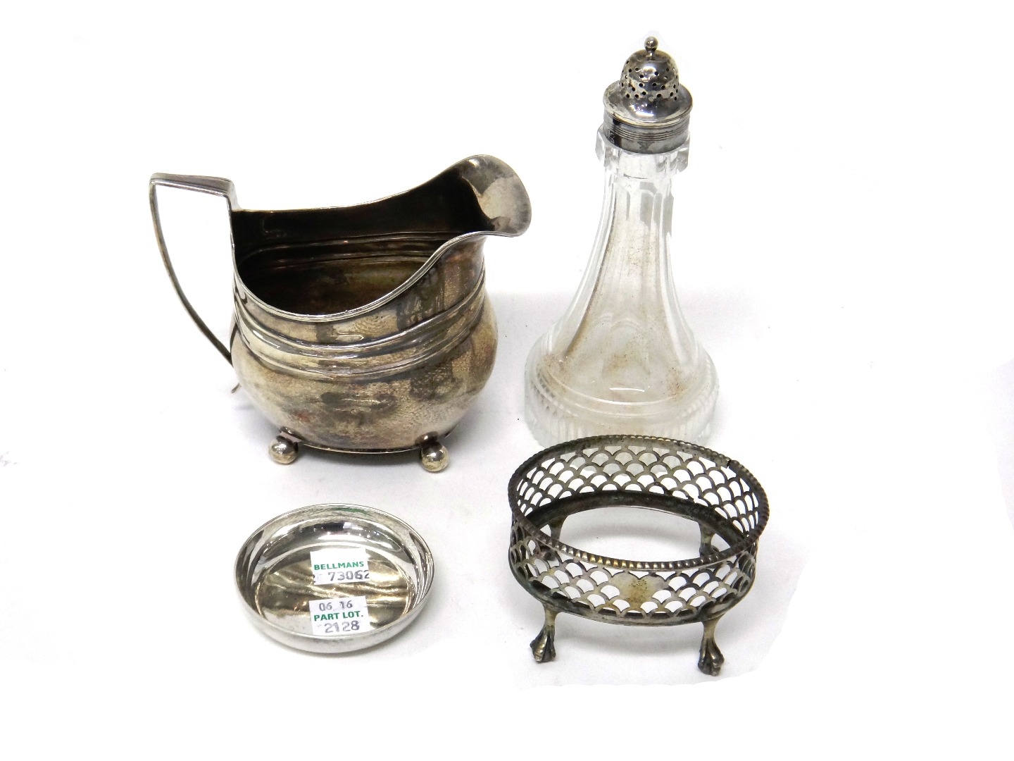 Appraisal: Silver and silver mounted wares comprising a George III milk