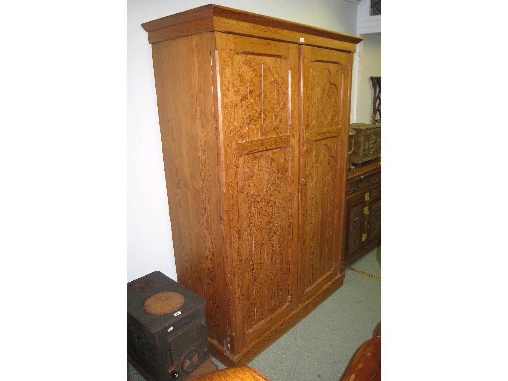 Appraisal: Pitch pine panel door fitted wardrobe