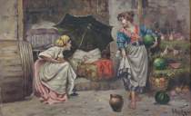 Appraisal: C Cozzolino Italian th Century The New Arrival Oil on