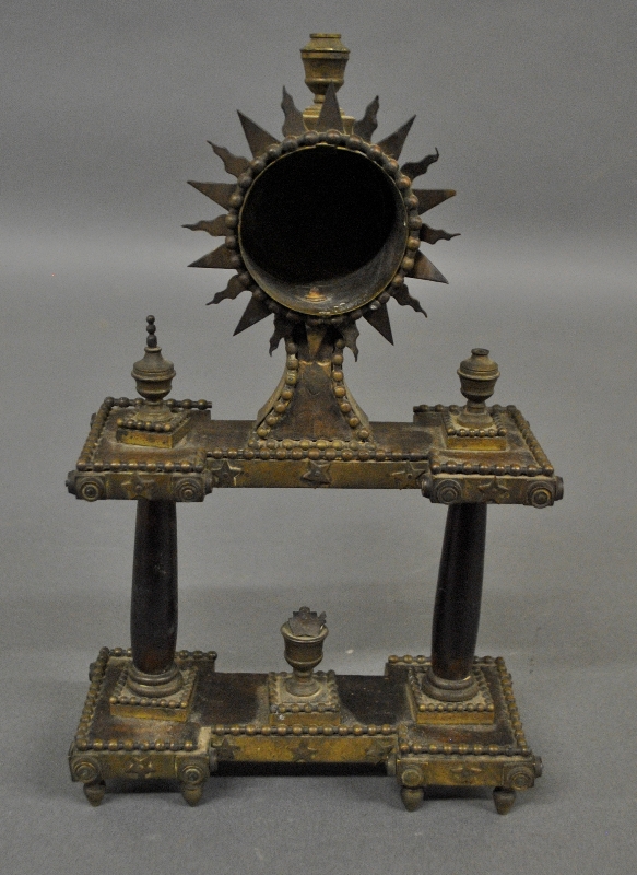 Appraisal: - French Empire brass and wood watch holder h x