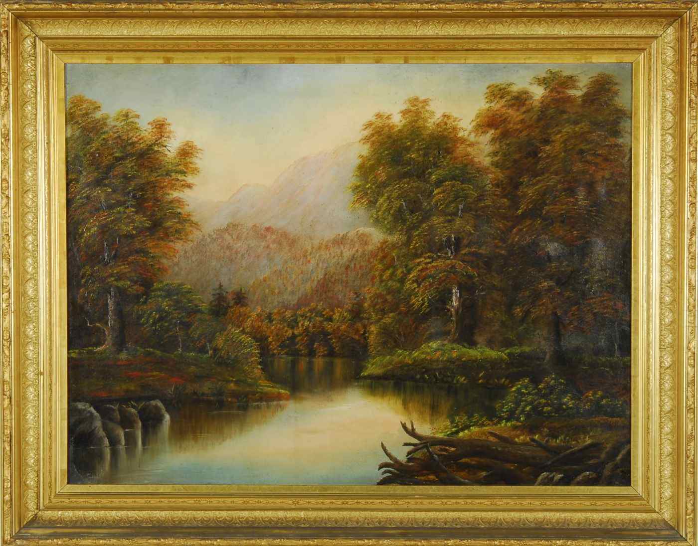 Appraisal: AMERICAN SCHOOLLate th Early th CenturyPrimitive mountain landscape Unsigned Oil