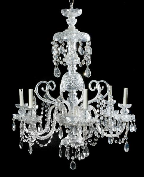 Appraisal: CRYSTAL CHANDELIER probably Continental th century six S curved arms