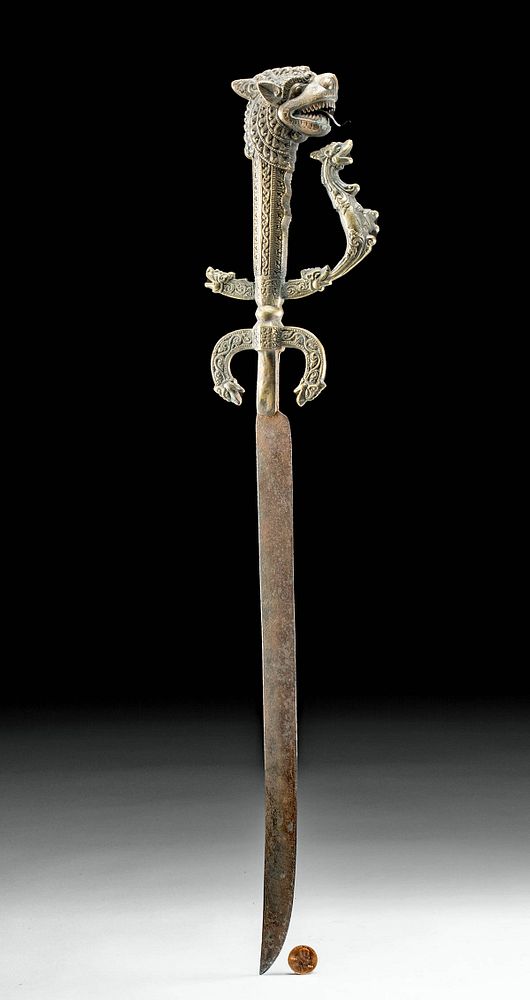 Appraisal: th C Sri Lankan Brass Kastane Sword - Kirtimukha South