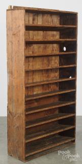 Appraisal: Primitive pine country store display cupboard th c the shelves