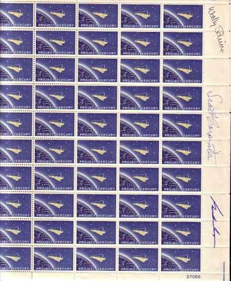 Appraisal: Mercury Stamp Sheet Signed A full sheet of the -cent