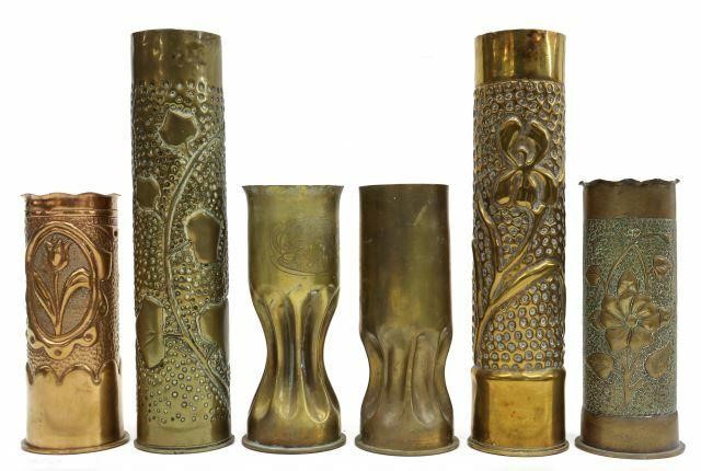 Appraisal: lot of French WWI-era trench art vases fashioned from artillery