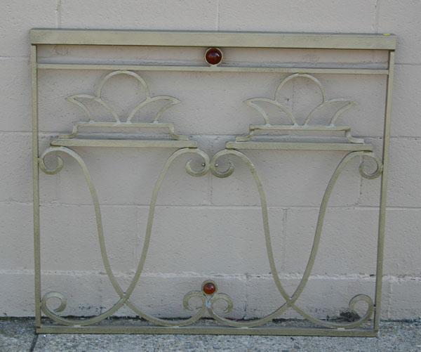 Appraisal: Art Deco style forged metal stair rail section urn and