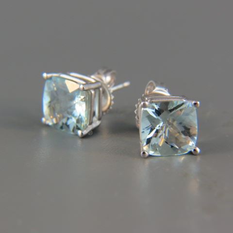 Appraisal: Aquamarine Earrings squre cut gems totaling carats in k white