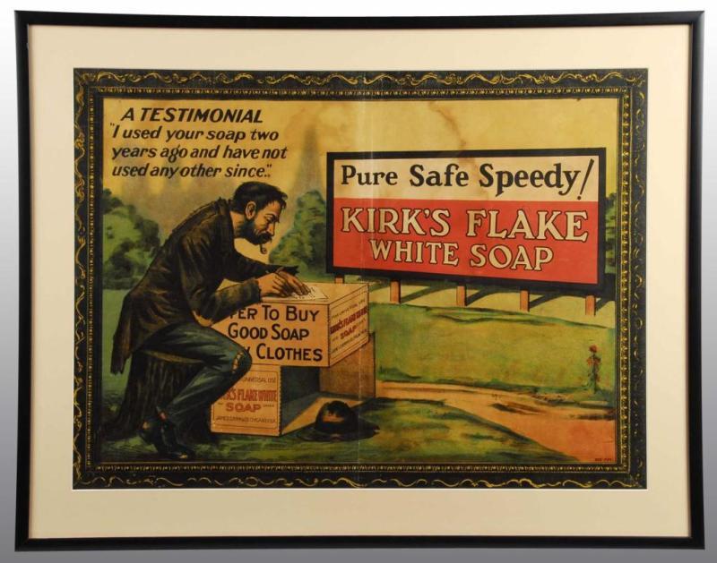 Appraisal: Paper Pure Safe Speedy Kirk's Advertising Sign Description Late s