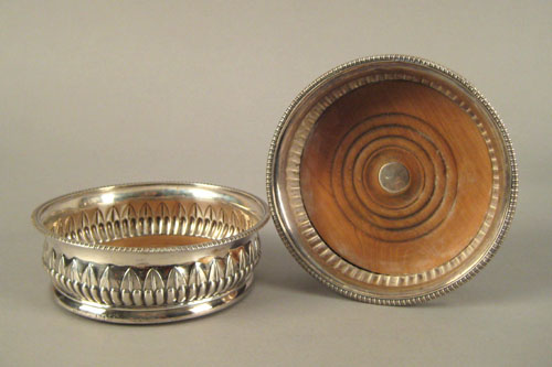 Appraisal: Pair of Sheffield silver wine coasters ca - bearing the