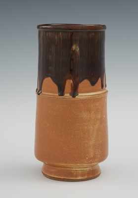 Appraisal: A Japanese Studio Pottery Vase th Century The tall cylindrical