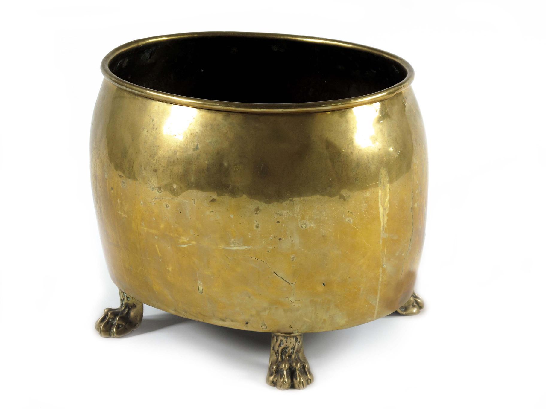 Appraisal: A th century brass log bin