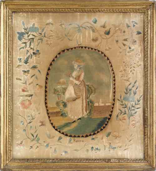 Appraisal: English silk embroidery early th c of a woman titled