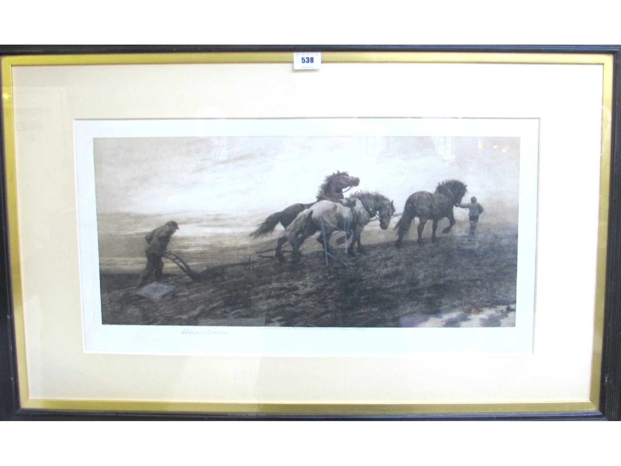 Appraisal: HERBERT DICKSEE Ploughing signed etching