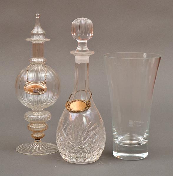 Appraisal: TWO DECANTERS AND A CELERY GLASS