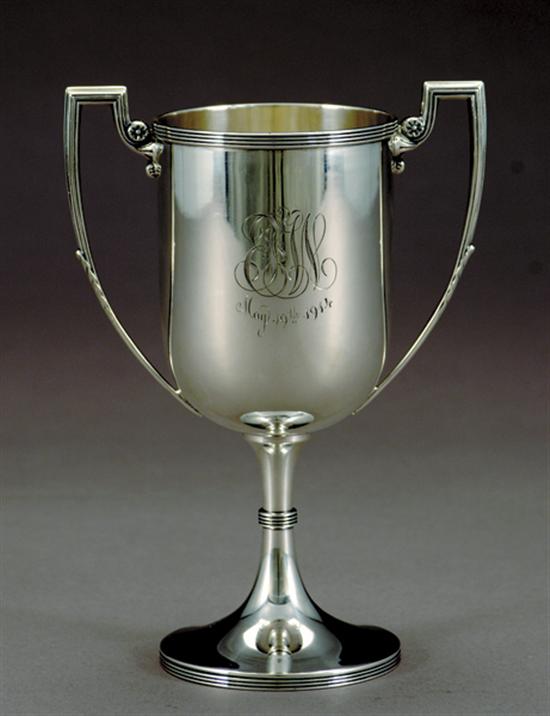 Appraisal: Gorham sterling double-handle cup pedestaled goblet flanked by shaped handles