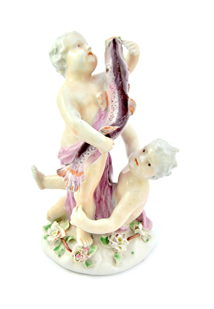 Appraisal: A rare Vauxhall porcelain group of two putti and a