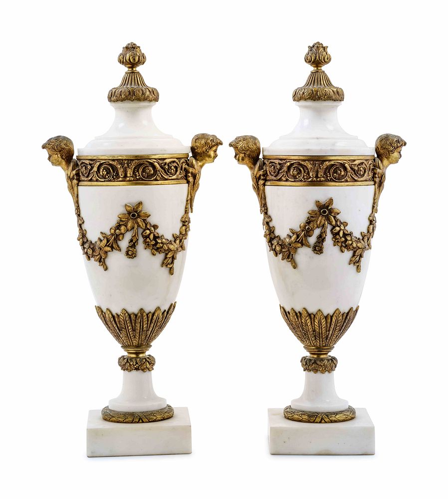 Appraisal: A Pair of Louis XVI Style Gilt Bronze and Marble