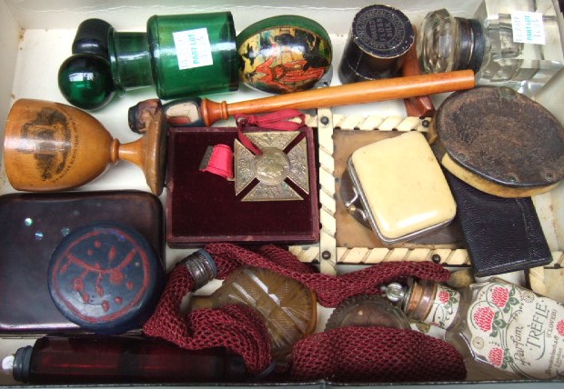 Appraisal: A collection of items including five various glass scent bottles