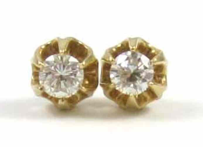 Appraisal: PAIR OF DIAMOND EAR STUDS each k yellow gold set