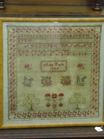 Appraisal: Framed Alphabet Sampler by Ann Park dated x as framed