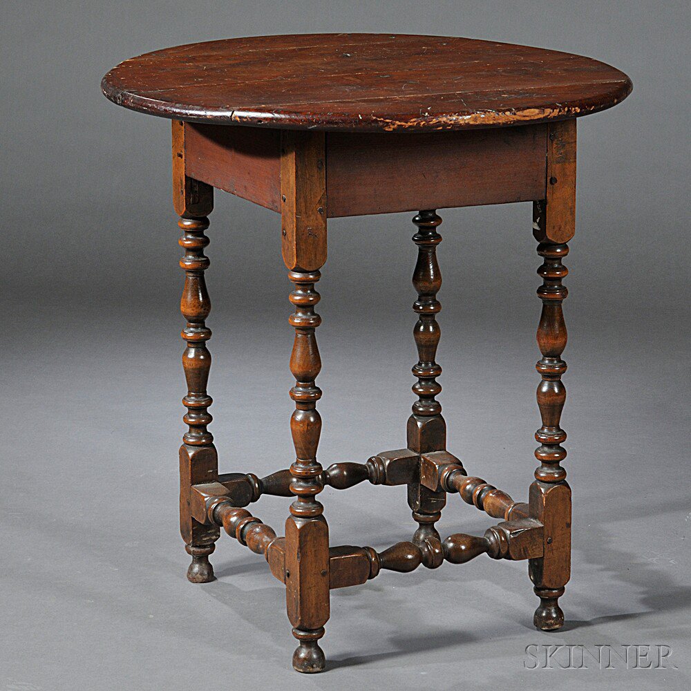 Appraisal: Turned Maple Tap Table New England early th century the