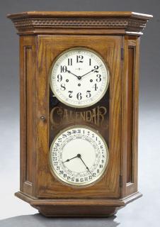 Appraisal: Howard Miller Oak Westminster Chiming Calendar Wal Howard Miller Oak