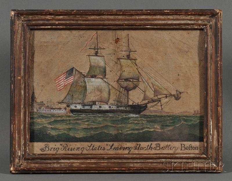 Appraisal: American School Late th Century Portrait of the Brig Rising