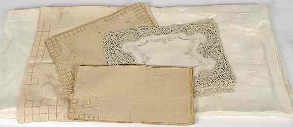 Appraisal: Belgian Linen Runner Placemats and Napkins Ca s an assembled