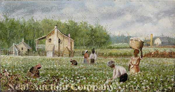 Appraisal: Southern School late th c Plantation Scene with Cotton Pickers