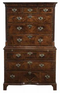 Appraisal: George I Inlaid and Figured Walnut Chest on Chest British