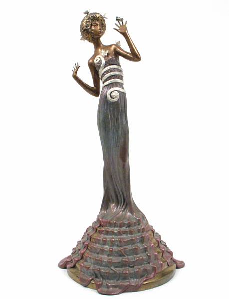 Appraisal: Ert Romain de Tirtoff Fantasia E Polychrome bronze with incised