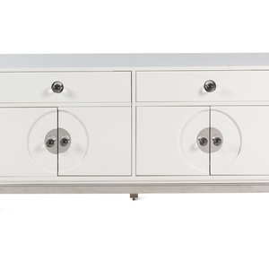 Appraisal: A Contemporary White Lacquer-Finished Console Cabinet Retailed by Jonathan Adler