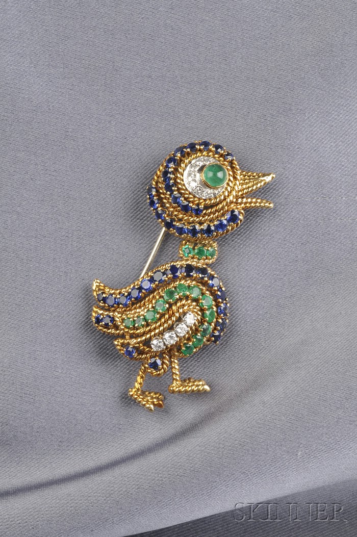 Appraisal: kt Gold Gem-set and Diamond Duck Brooch Van Cleef Arpels