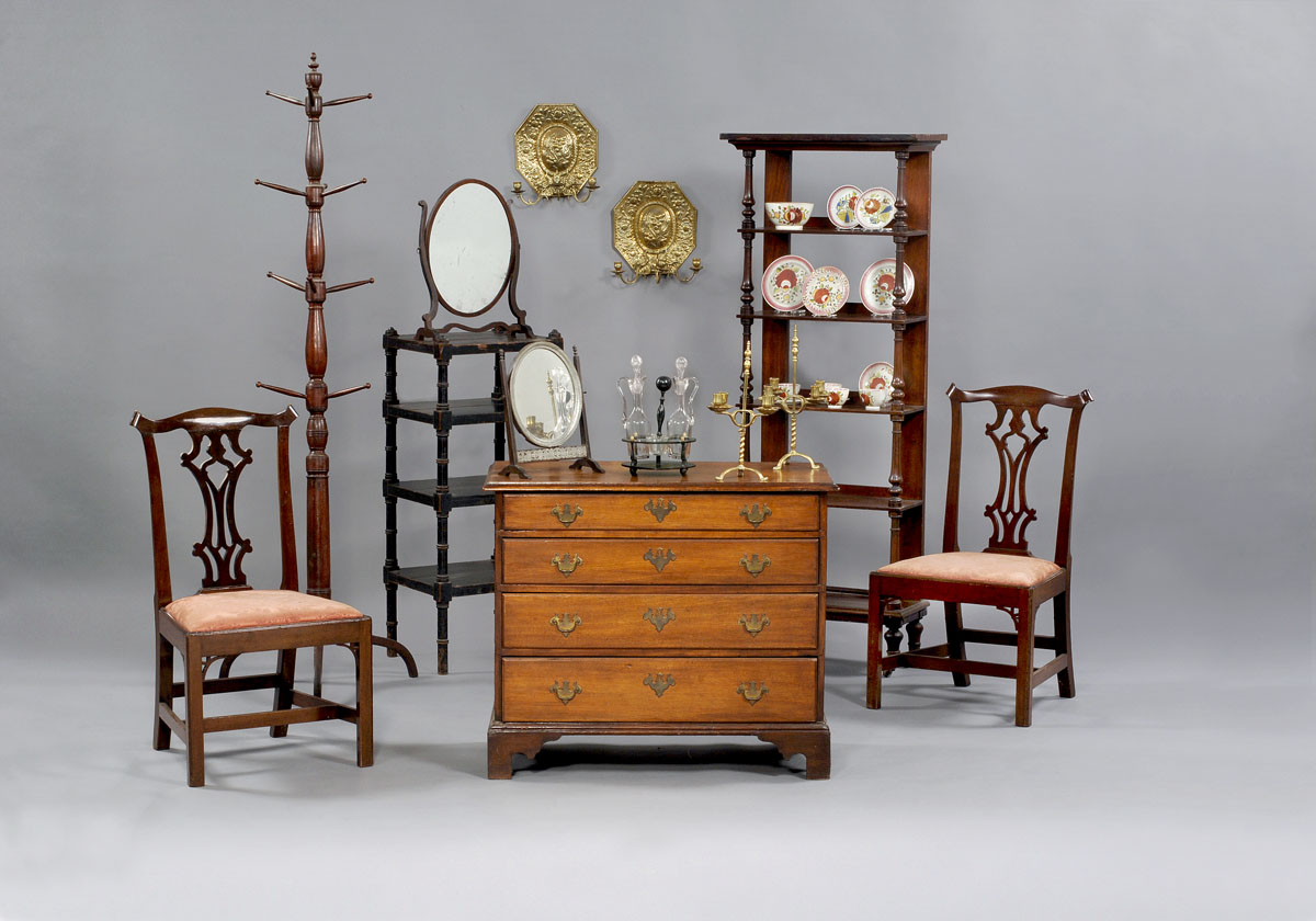 Appraisal: SHERATON FANCY ROSEWOOD GRAINED AND DECORATED FOUR-TIER ETAGERE Height inches