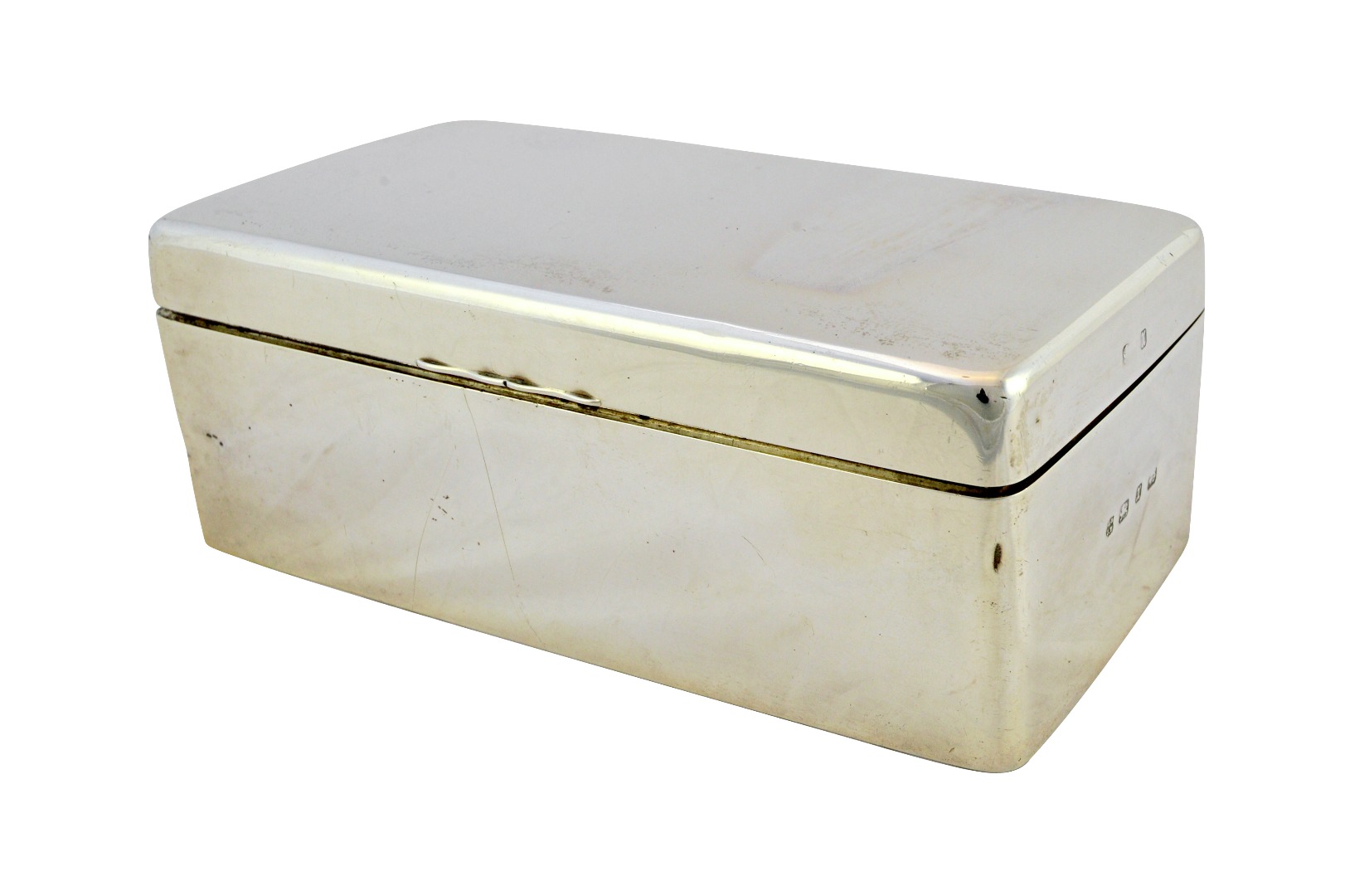 Appraisal: A late Victorian silver rectangular large table cigarette box wooden