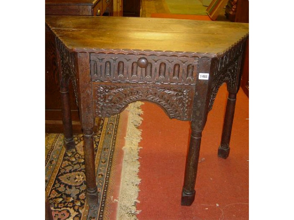 Appraisal: A th century oak side table of canted form with