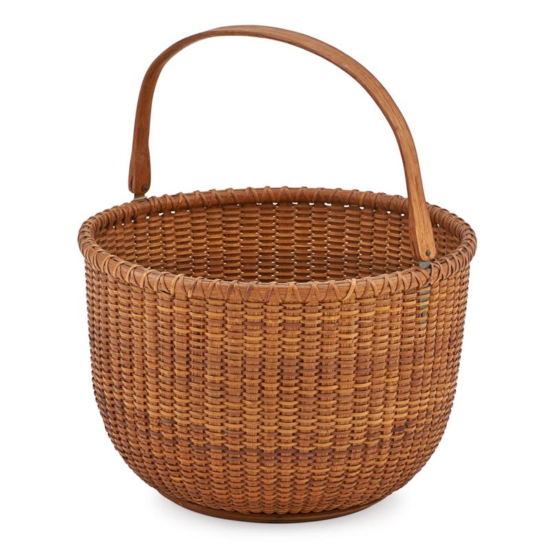 Appraisal: NANTUCKET SWING HANDLED BASKET Hickory open basket by Ferdinand Sylvaro