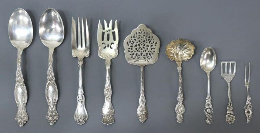 Appraisal: lot of Floral patterned sterling and silver flatware highlights include