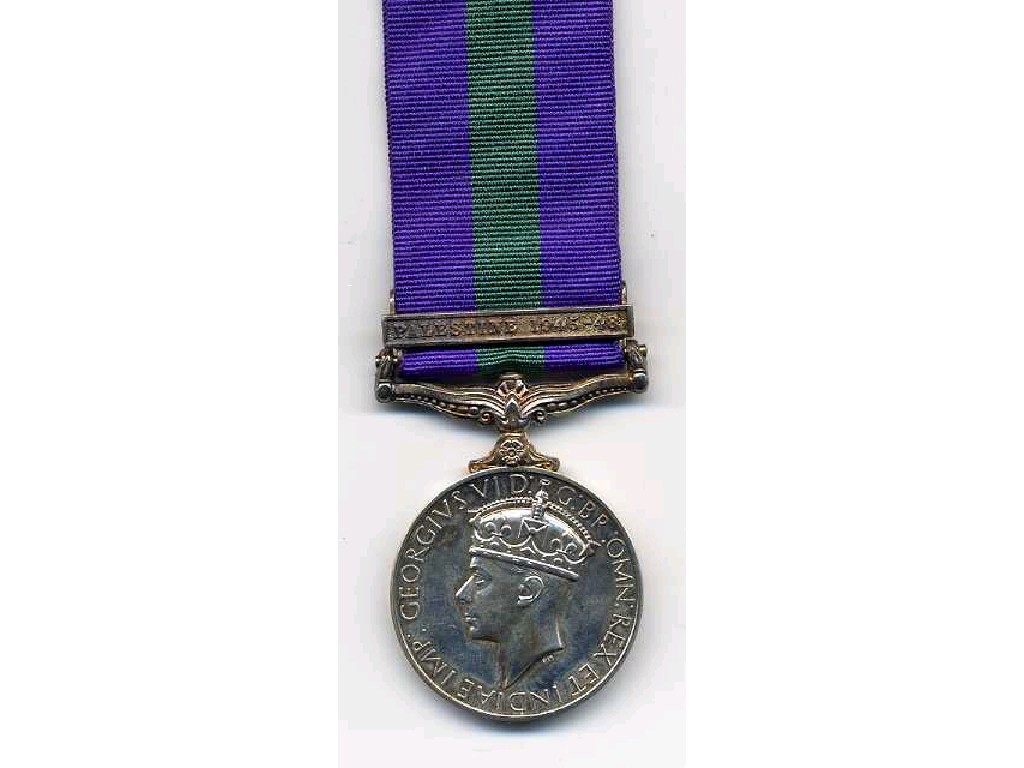 Appraisal: General Service Medal one clasp Palastine - GNR R V