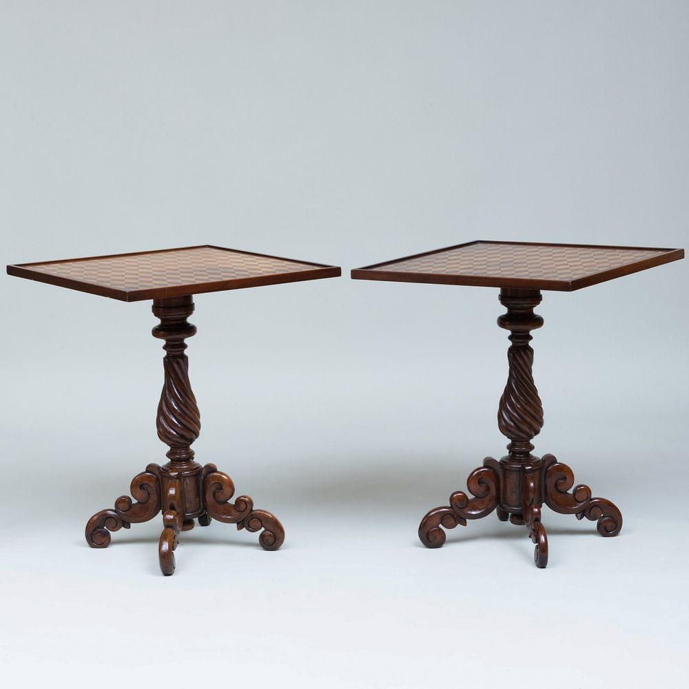 Appraisal: Pair of Victorian Style Painted and Turned Oak Side Tables