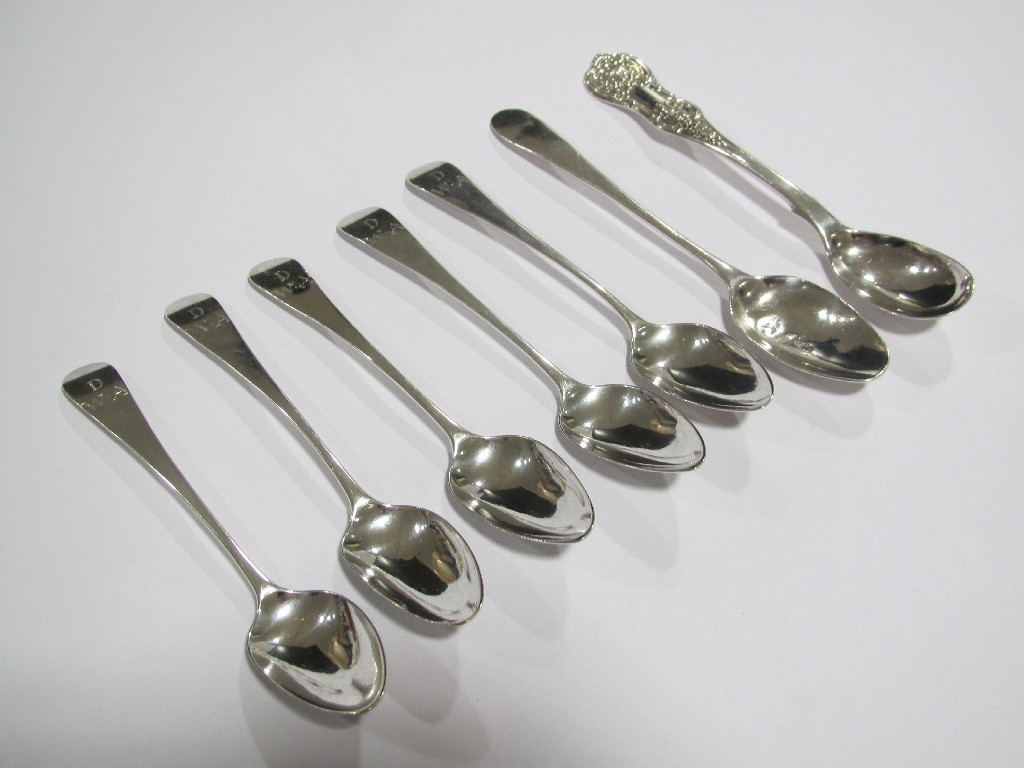 Appraisal: Dorothy Langlands Newcastle and five teaspoons EPNS mustard spoon and