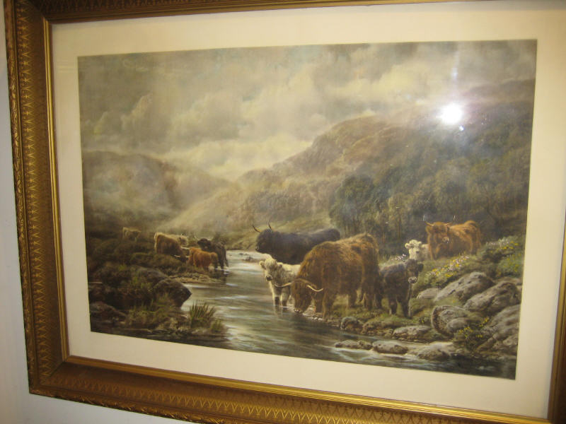 Appraisal: AFTER R WATSON BRITISH - Cattle watering in the Highlands