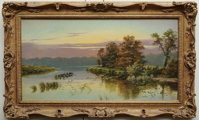 Appraisal: Edgar Longstaffe British - River Landscape with Figure Oil on